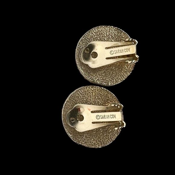 Sarah Coventry Mosaic Necklace Round Pendant and Clip Earrings Set Colorful Vtg - Picture 8 of 12